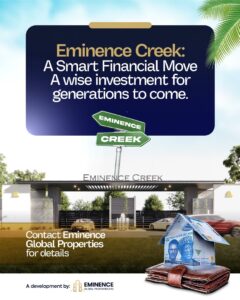 Secure your plot in Eminence Creek, a prime investment opportunity in Imota, Lagos. Contact Eminence Global Properties for details.